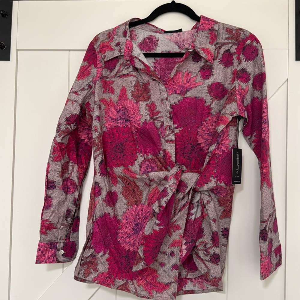 Twist front button down blouse